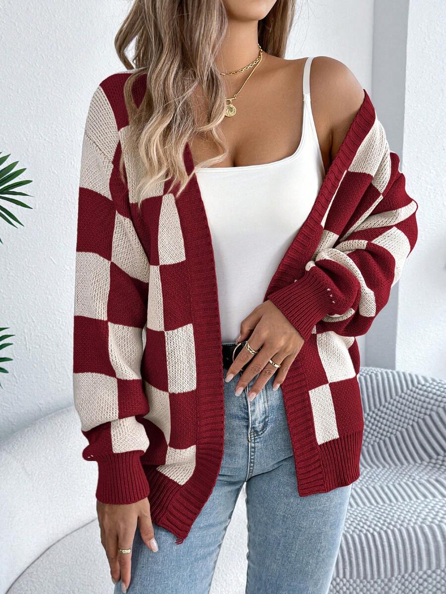 Mabel Check Puff Sleeve Open Front Cardigan - view 3