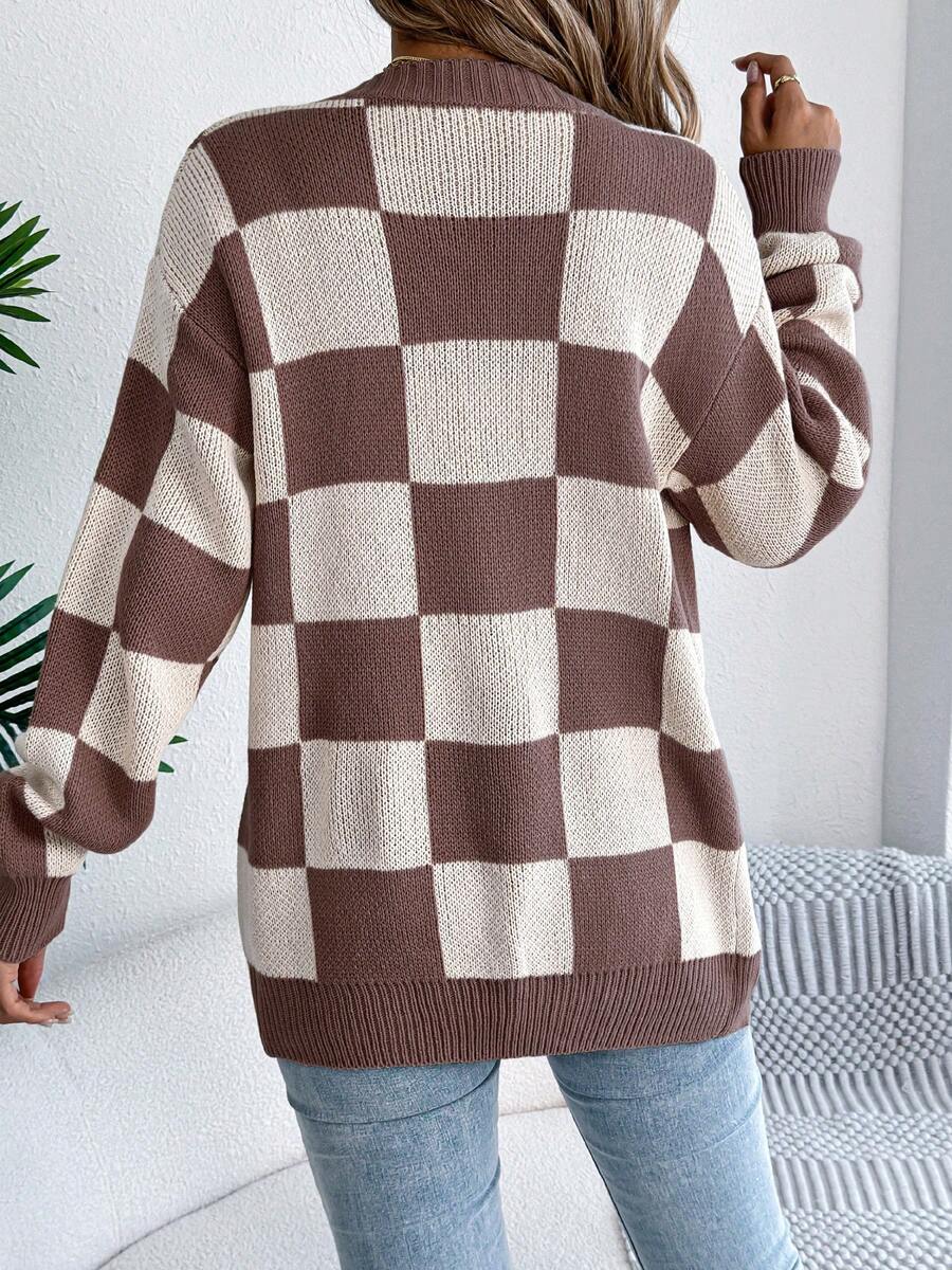 Mabel Check Puff Sleeve Open Front Cardigan - view 5