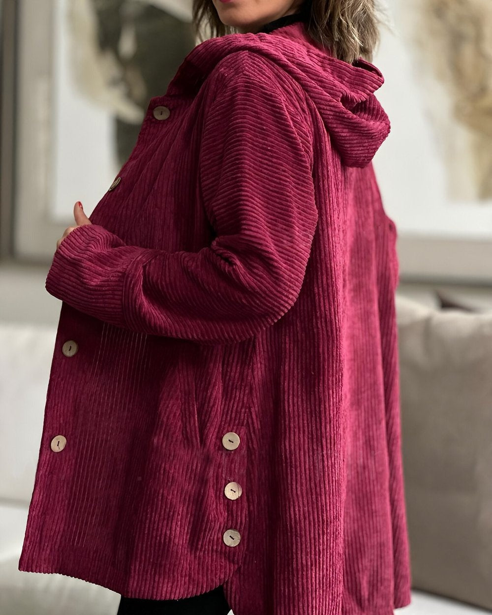 Flora Hooded Corduroy Patch Pocket Jacket - view 10