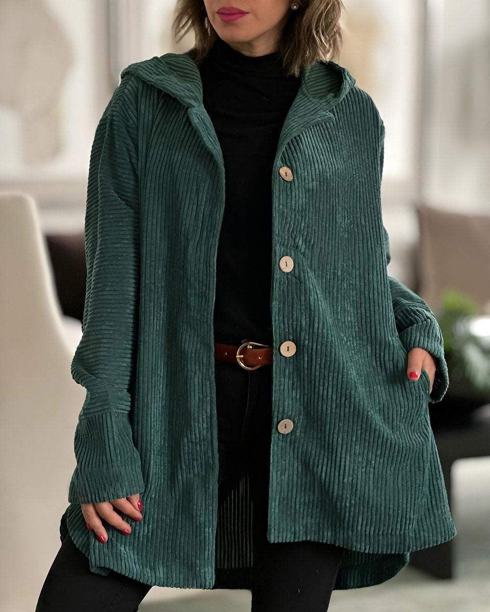 Flora Hooded Corduroy Patch Pocket Jacket - view 3