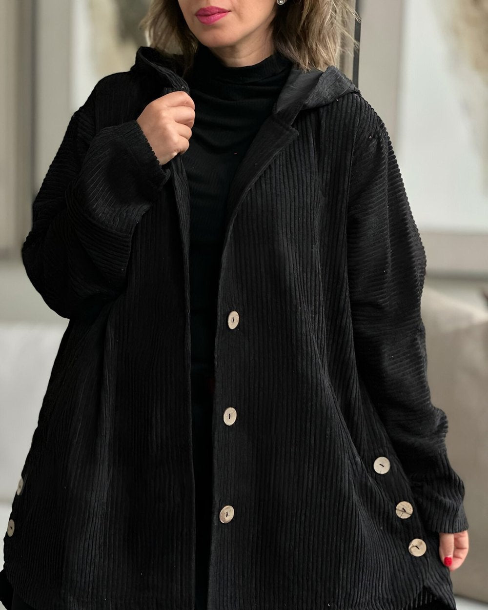 Flora Hooded Corduroy Patch Pocket Jacket - view 4
