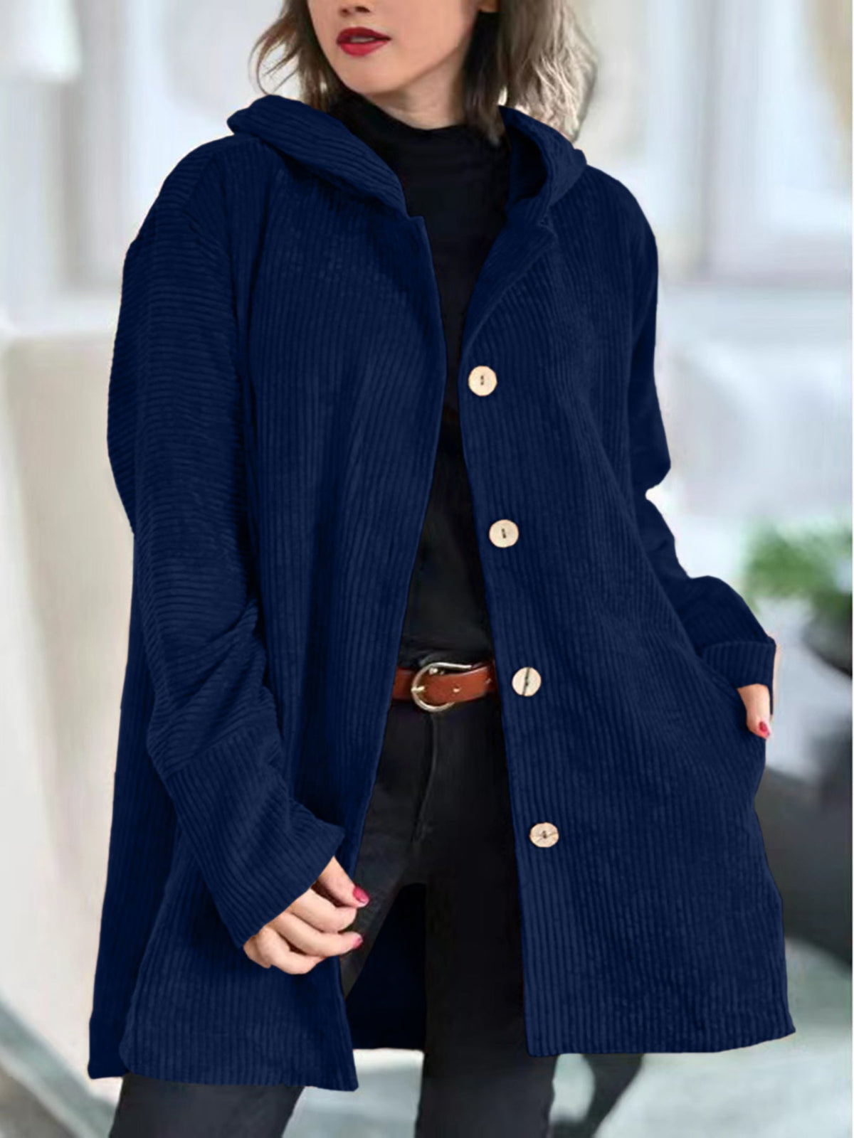 Flora Hooded Corduroy Patch Pocket Jacket - view 7