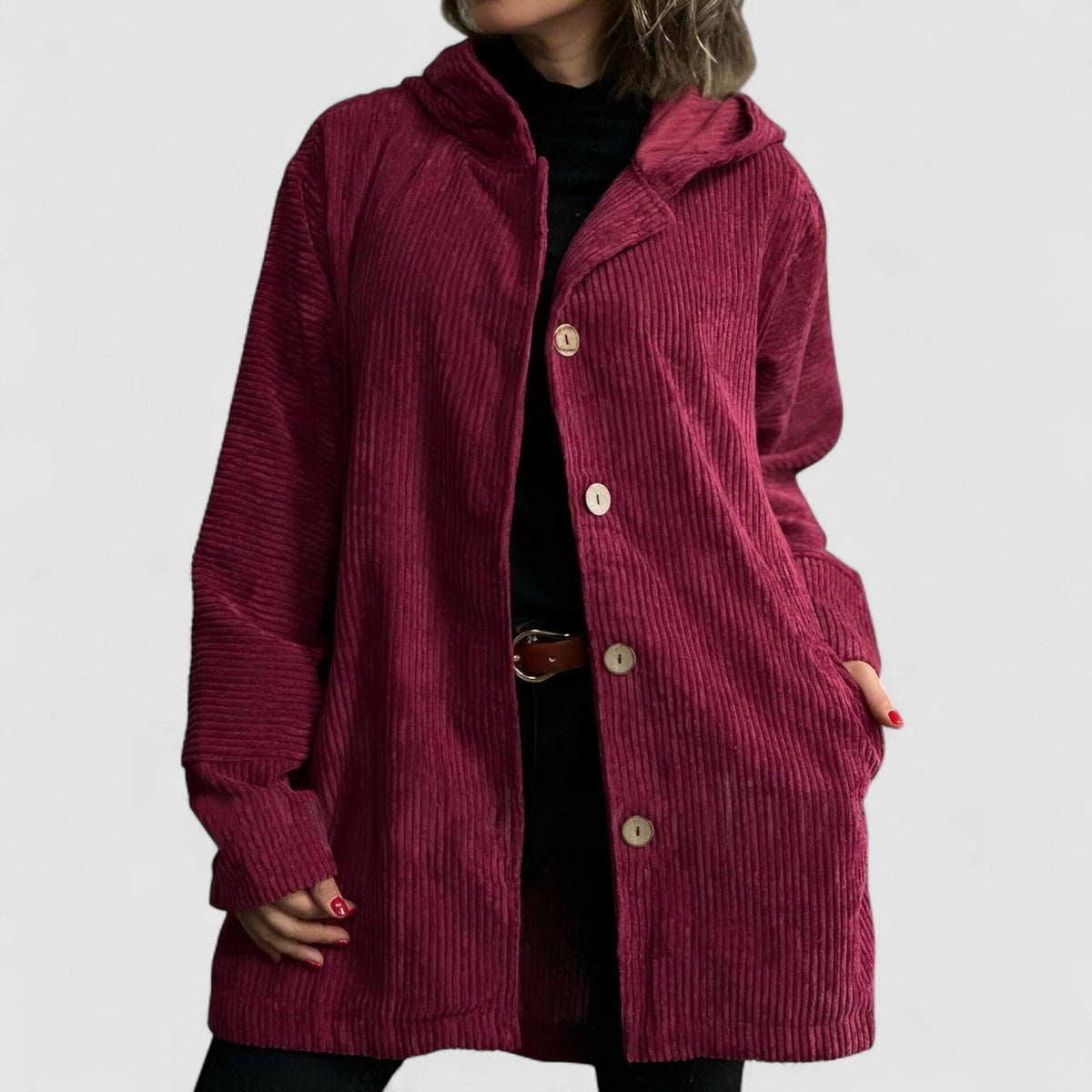 Flora Hooded Corduroy Patch Pocket Jacket - view 9