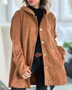 Flora Hooded Corduroy Patch Pocket Jacket - front view