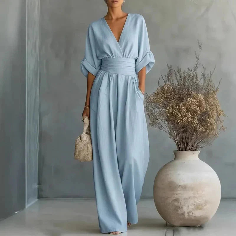 Vivienne | Chiffon Wide-Leg Jumpsuit — RoselynAtelier