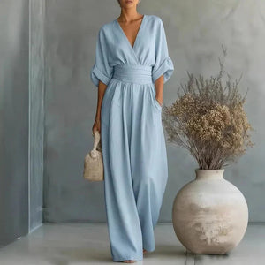 Vivienne | Chiffon Wide-Leg Jumpsuit — RoselynAtelier
