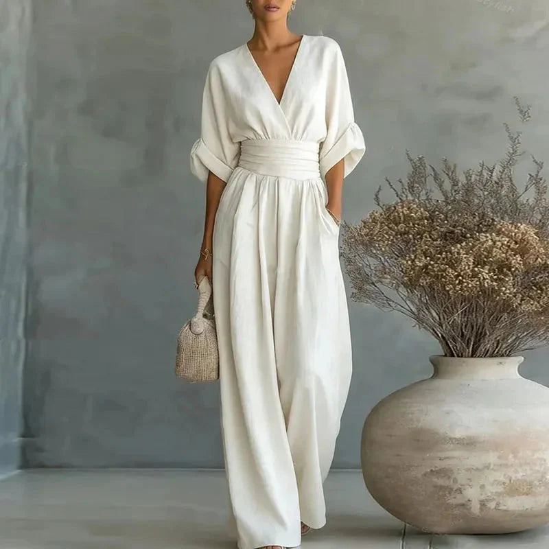 Vivienne | Chiffon Wide-Leg Jumpsuit — RoselynAtelier