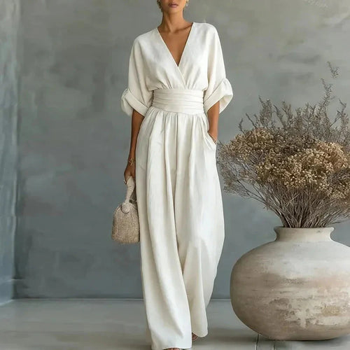 Vivienne | Chiffon Wide-Leg Jumpsuit — RoselynAtelier