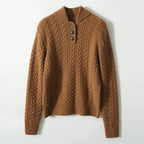 Harriet Button-Up Cable Knit Jumper with Stand Collar, Cosy Winter Knit - view 33