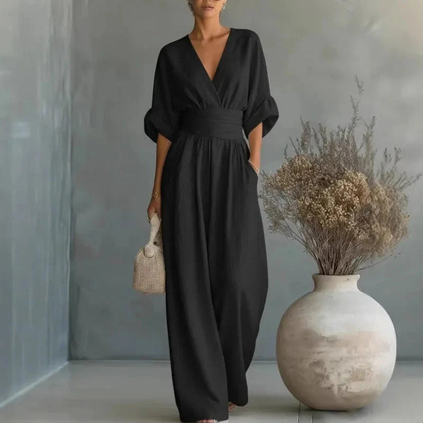 Vivienne | Chiffon Wide-Leg Jumpsuit — RoselynAtelier