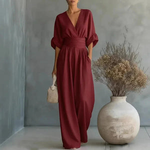 Vivienne | Chiffon Wide-Leg Jumpsuit — RoselynAtelier
