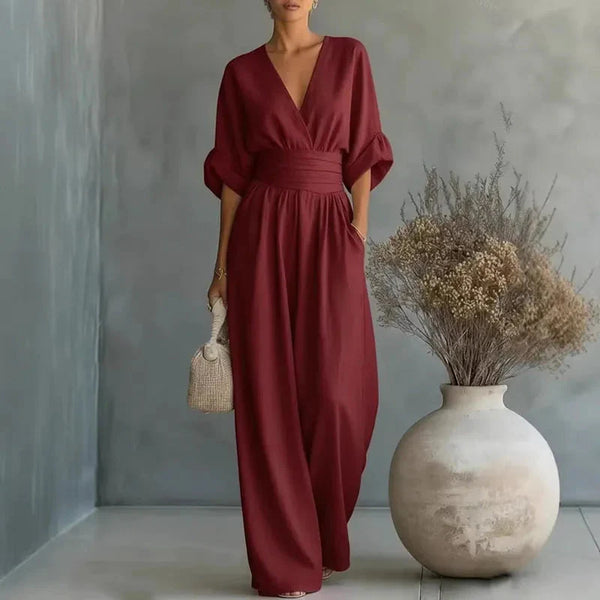 Vivienne | Chiffon Wide-Leg Jumpsuit — RoselynAtelier