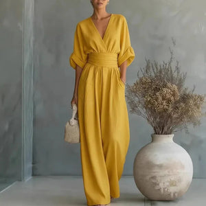 Vivienne | Chiffon Wide-Leg Jumpsuit — RoselynAtelier