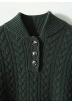 Harriet Button-Up Cable Knit Jumper with Stand Collar, Cosy Winter Knit - view 35