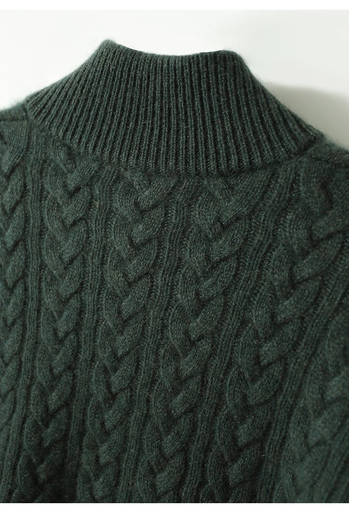 Harriet Button-Up Cable Knit Jumper with Stand Collar, Cosy Winter Knit - view 37