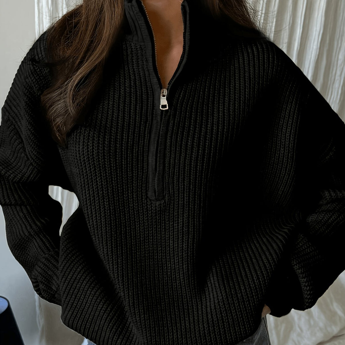 Amelia Half Zip Cable Knit Jumper - view 12