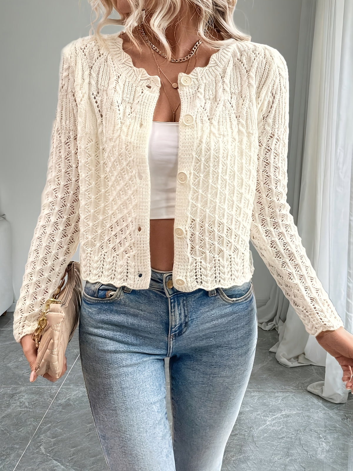 Bonnie Open Knit Button Cardigan - view 5