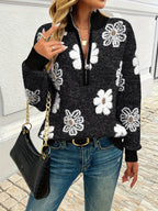 Evie Floral Half Zip Knitted Jumper - view 2