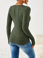 Grace V Neck Button Long Sleeve Top - view 7