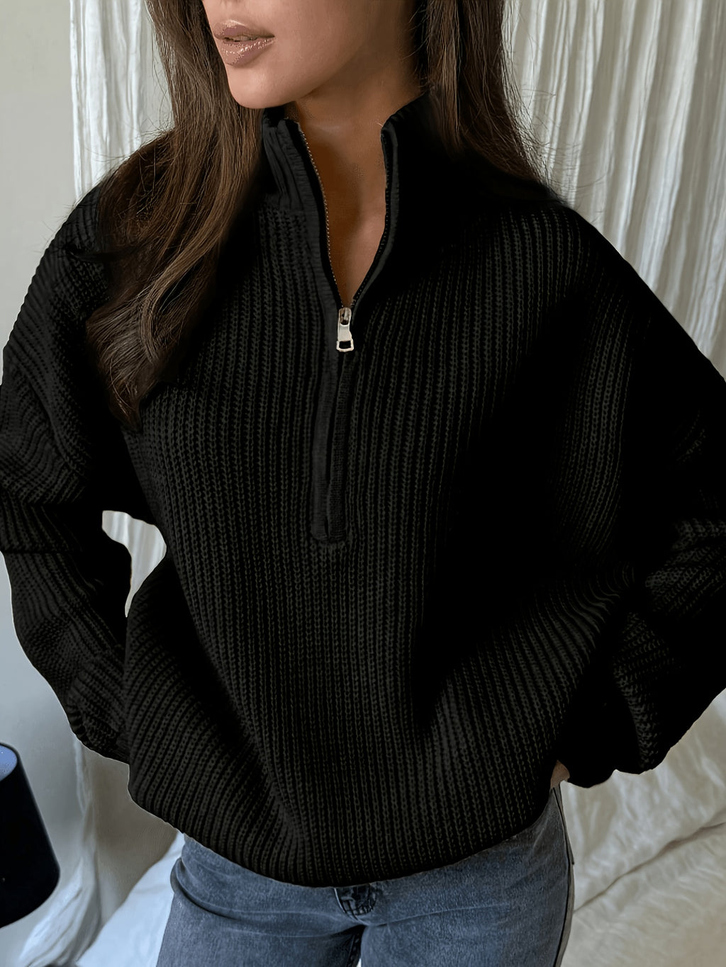 Amelia Half Zip Cable Knit Jumper - view 7