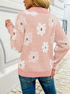 Evie Floral Half Zip Knitted Jumper - view 7