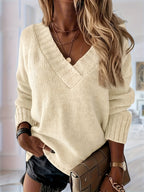 Lily Deep V Neck Oversized Jumper - view 3