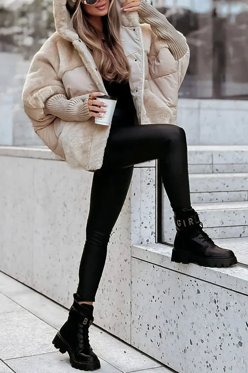 Cora Faux Fur Trim Hooded Puffer Jacket - front view