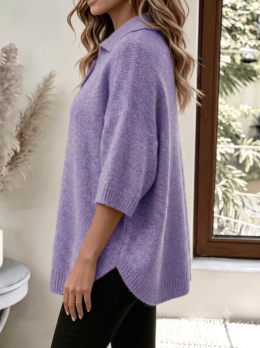 Thea V Neck Shawl Cape Jumper - view 8