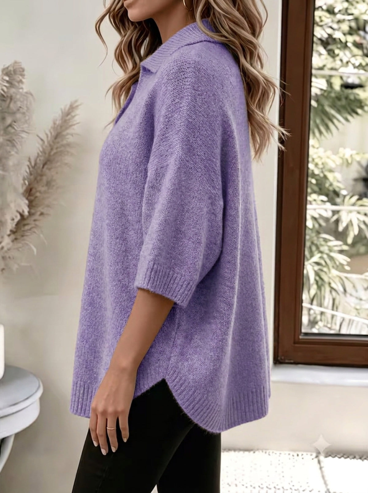 Thea V Neck Shawl Cape Jumper - view 8