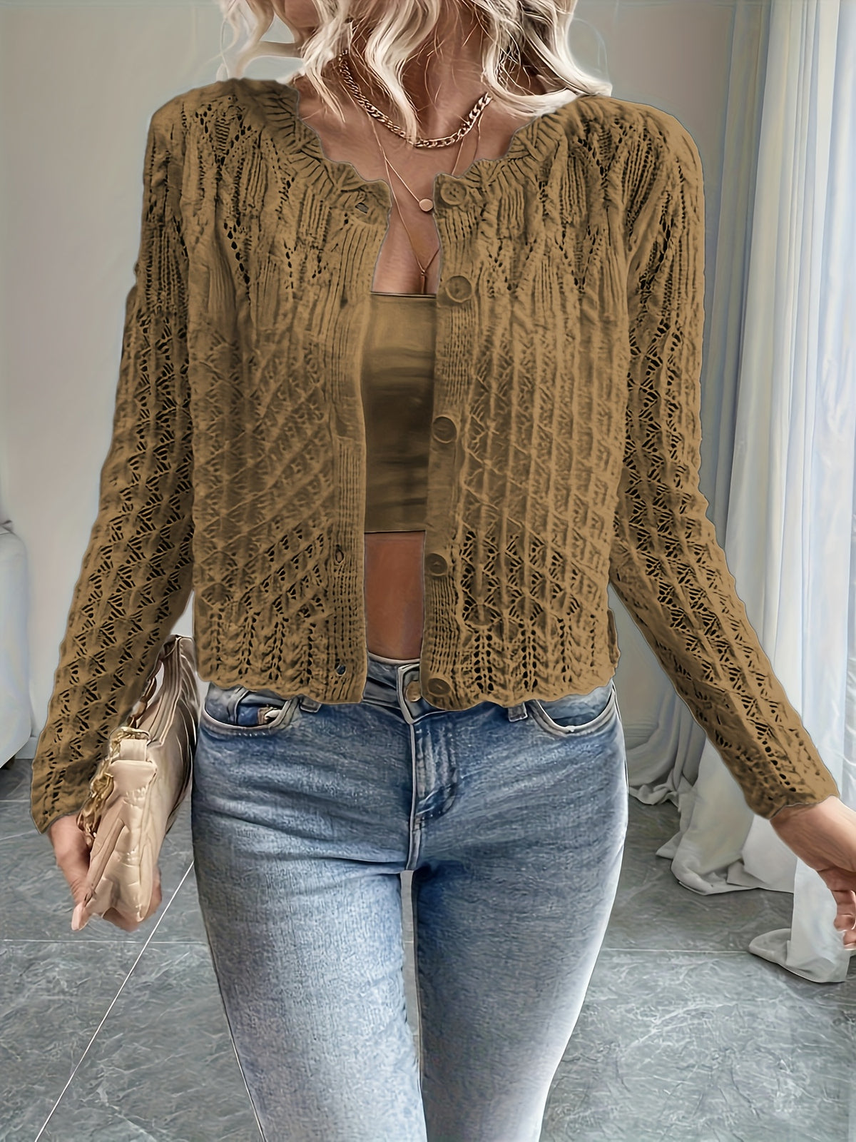 Bonnie Open Knit Button Cardigan - view 8