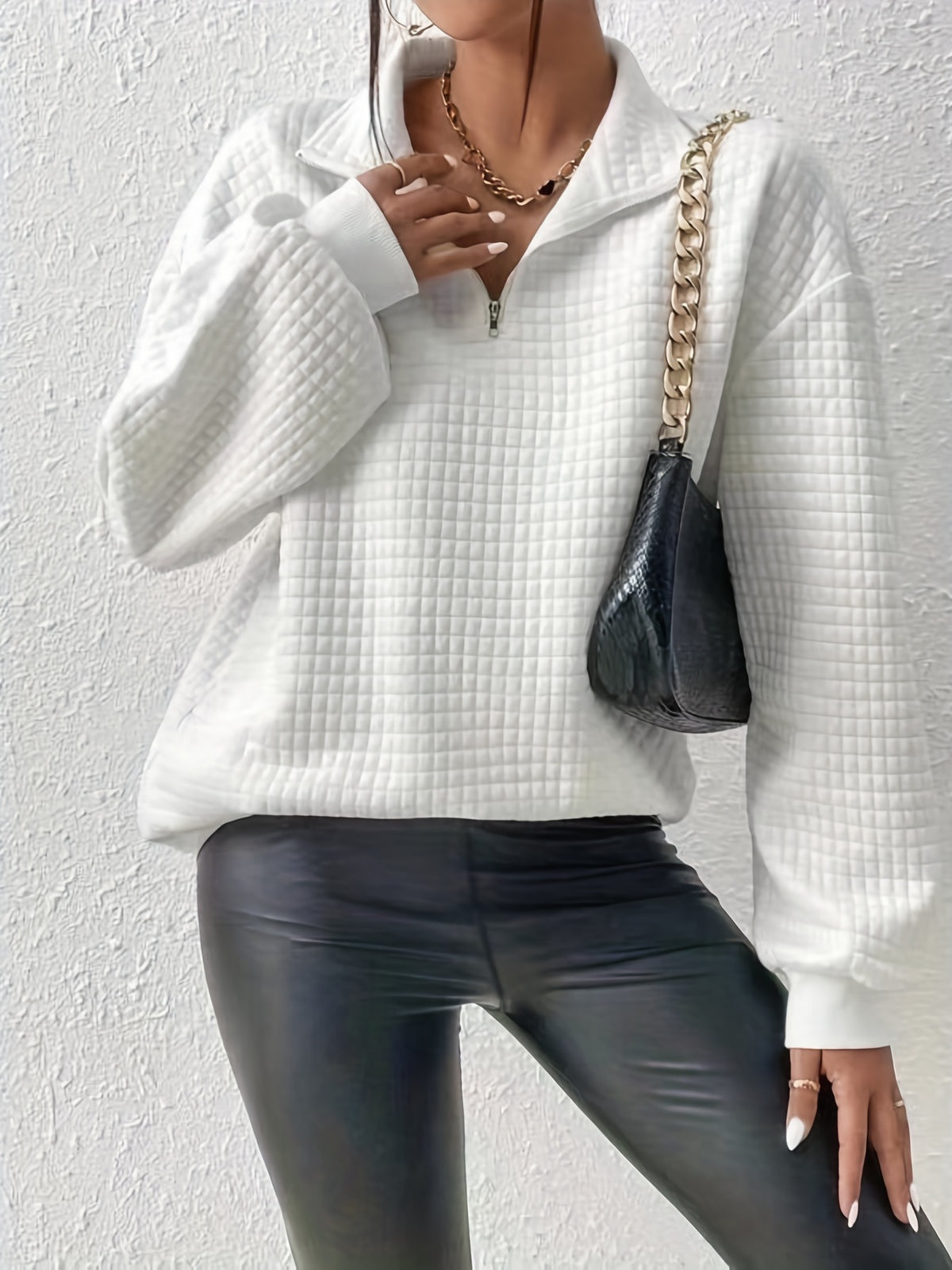 Nell Waffle Knit Half Zip Jumper - view 6