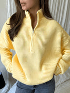 Amelia Half Zip Cable Knit Jumper - front view
