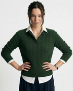 Harriet Button-Up Cable Knit Jumper with Stand Collar, Cosy Winter Knit - view 5