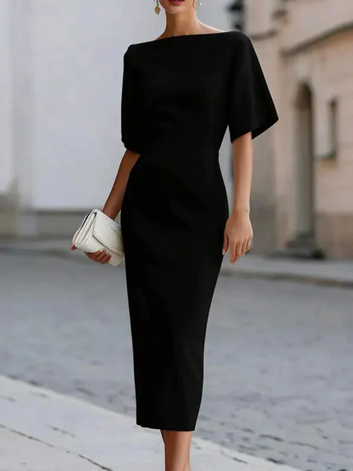 Genevieve | Ruffle Sleeve Fitted Midi Dress — RoselynAtelier