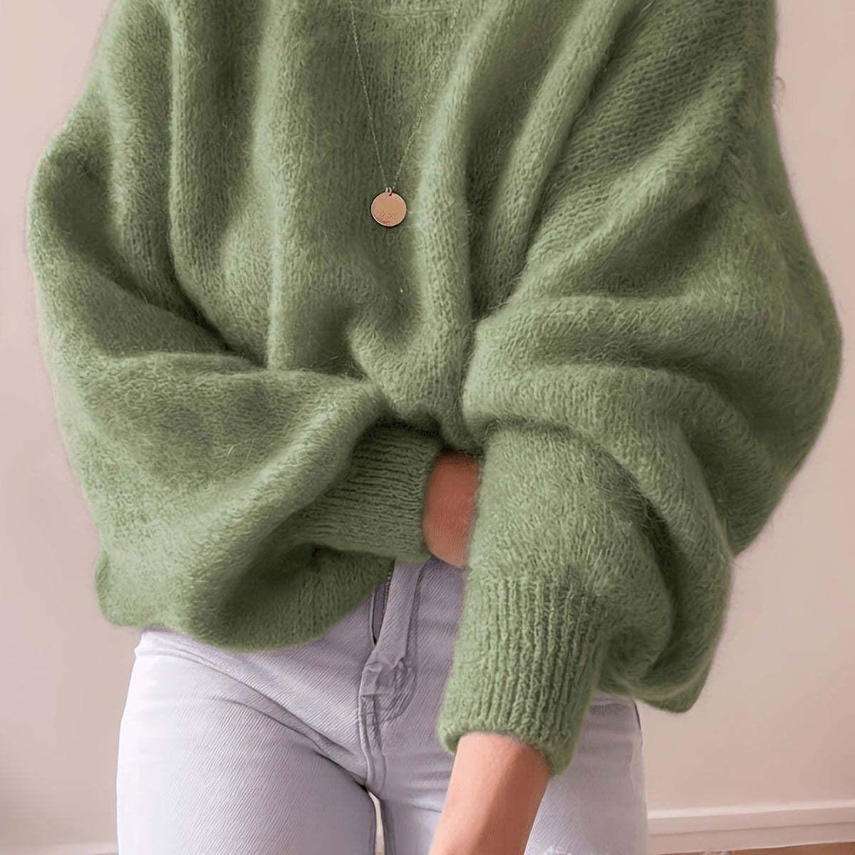 Etta Collarless Relaxed Knitted Jumper - view 18