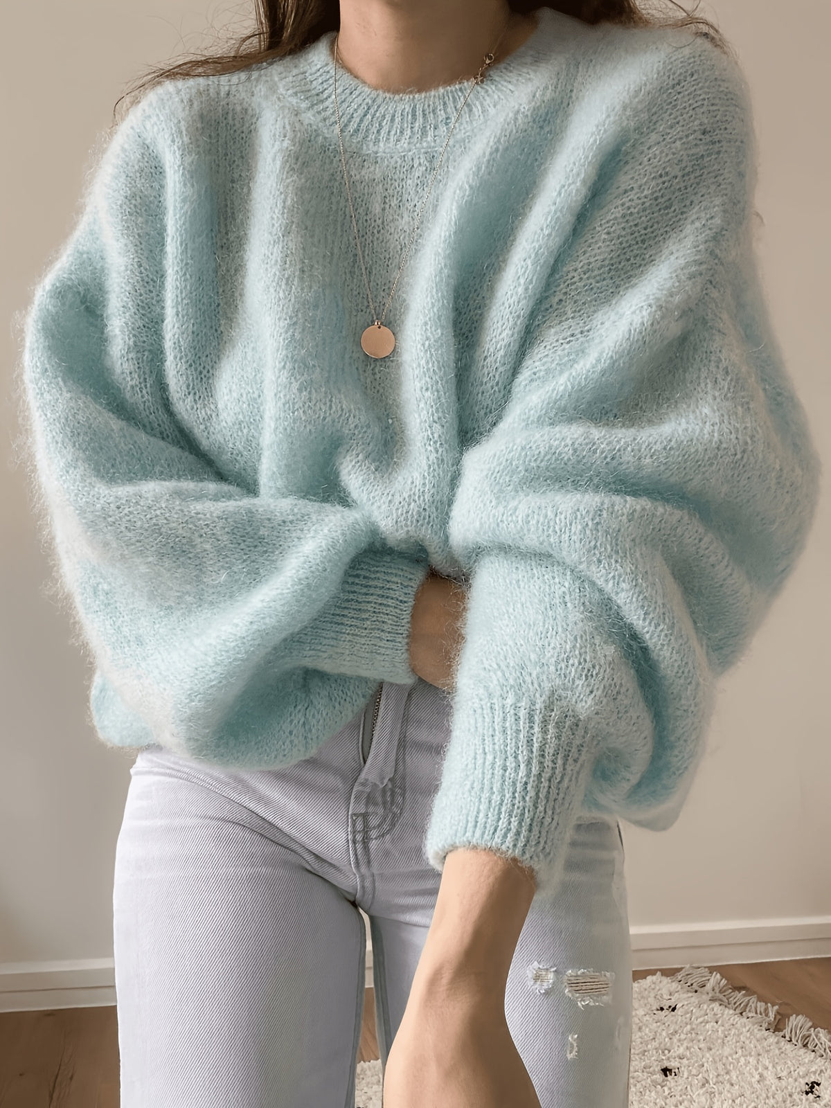 Etta Collarless Relaxed Knitted Jumper - view 7