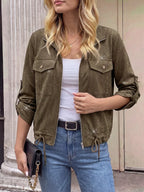 Hettie Stand Collar Drawstring Short Jacket - view 81