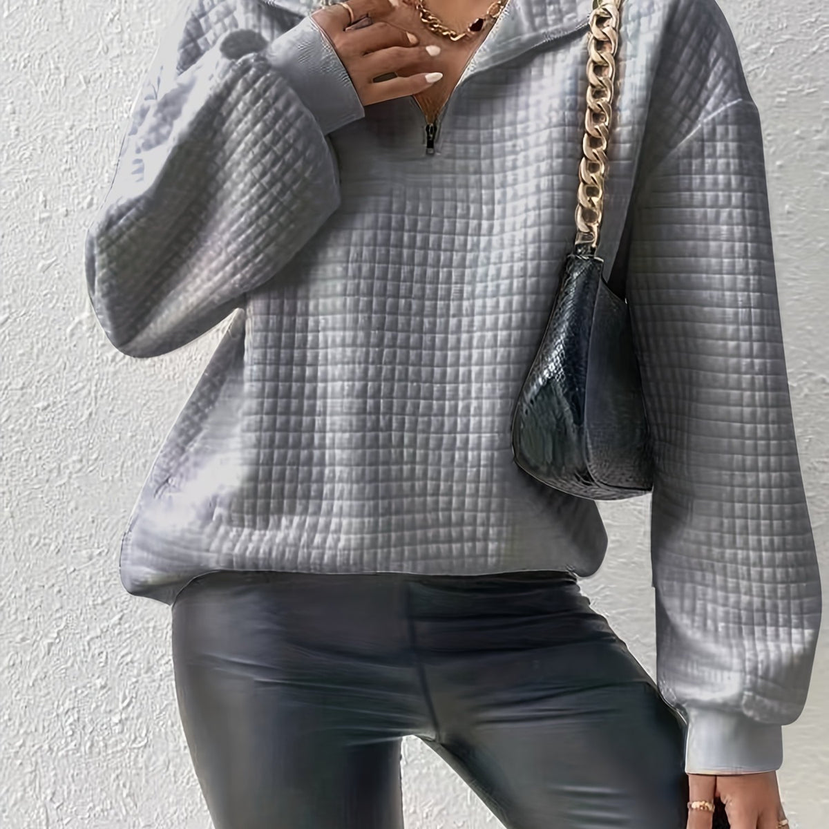 Nell Waffle Knit Half Zip Jumper - view 13