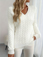 Isla V Neck Ribbed Knit Jumper - view 2