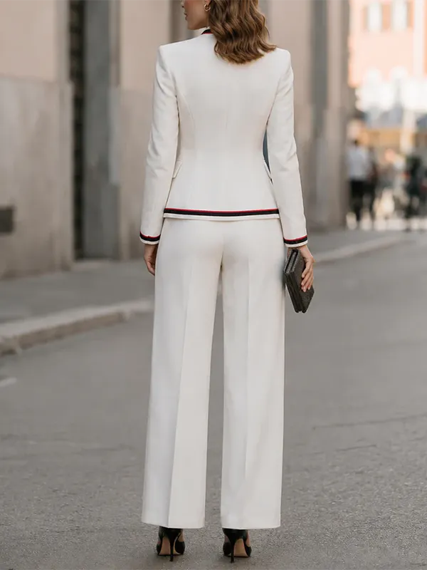 Margaux Off-White Piped Two-Piece Suit