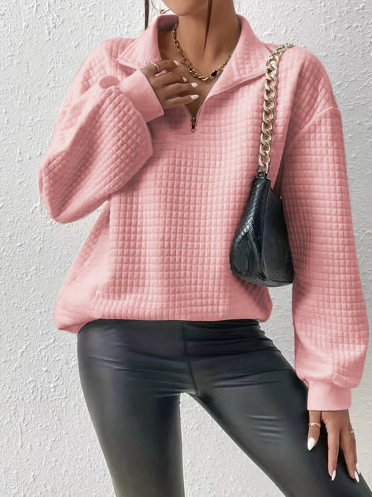 Nell Waffle Knit Half Zip Jumper - view 5