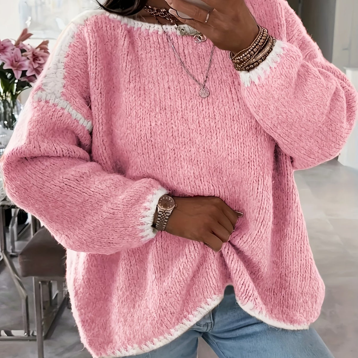 Daisy Colour Block Crew Neck Jumper - view 11