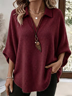 Thea V Neck Shawl Cape Jumper - view 7