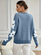 Chloe Floral Drop Shoulder Knitted Jumper - view 8