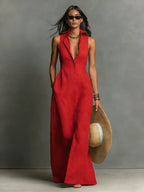 Claudette Sleeveless Collared Maxi Shirt Dress - view 7