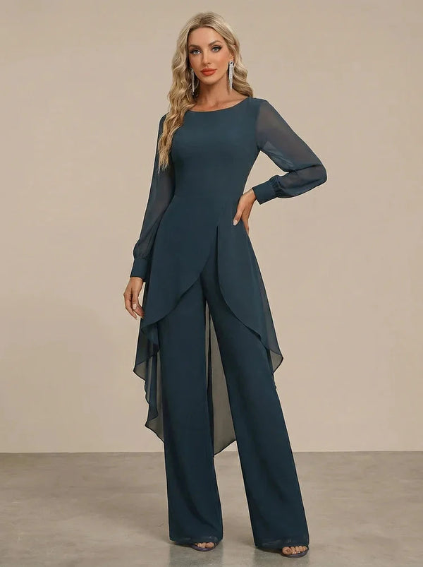 Helena | Chiffon Overlay Wide-Leg Jumpsuit — RoselynAtelier