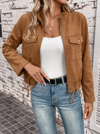 Hettie Stand Collar Drawstring Short Jacket - view 39