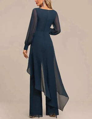 Helena | Chiffon Overlay Wide-Leg Jumpsuit — RoselynAtelier