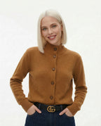 Georgia Button-Up Collared Cardigan with Statement Buttons, Cosy Winter Knit - view 2