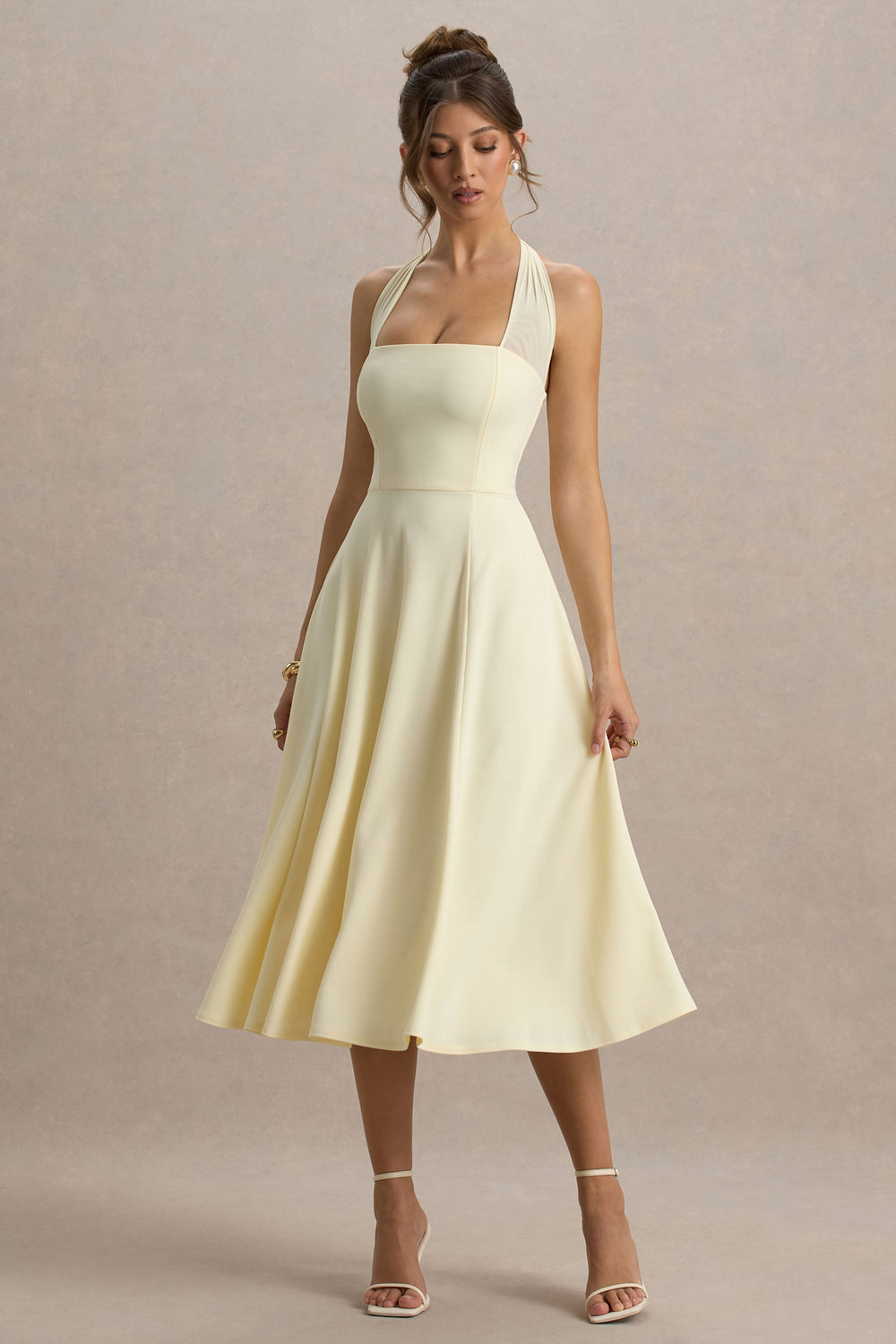 Auburn Halter-Neck Skater Midi Dress